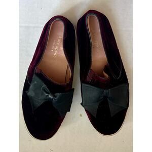 KATE SPADE Delise Velvet Bow Slip On Sneakers Burgundy Size 7.5